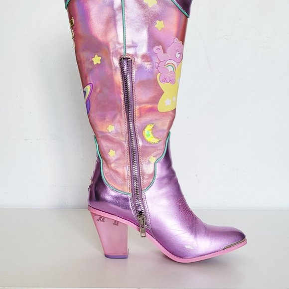 Dolls Kill X Care Bears Magical Moon Holographic Space Cowboy Boots - Size 10M - Picture 9 of 16